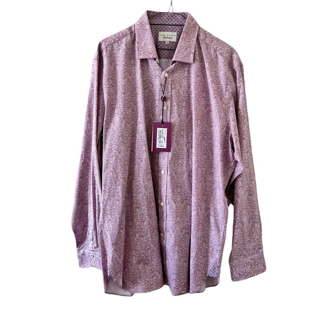 NWT Ted Baker Endurance Men's Paisley Button Down Shirt Size 17 Neck 34/35